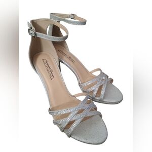 Badgley Mischka Silver Heels with Ankle Strap